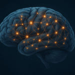Ilustracja mózgu z siecią neuronów symbolizująca neuroplastyczność i wpływ psychoterapii na mózg.